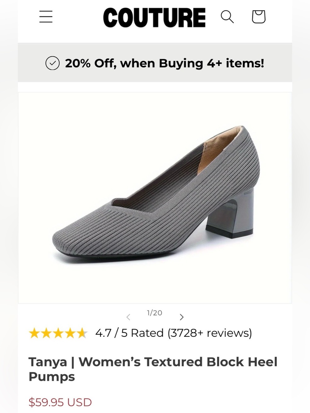 Knit Low Block Heel Pumps in Soft Gray